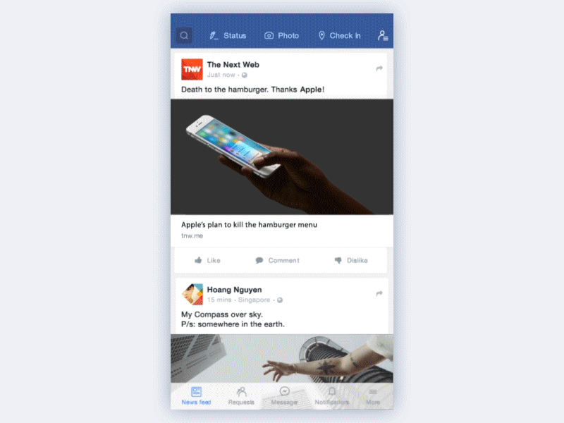 3D Touch Überarbeitetes Facebook von Hoang Nguyen