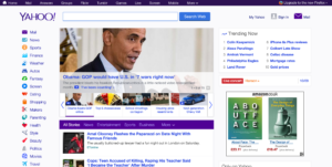 Page d'accueil Yahoo - en anglais